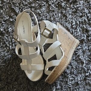 Call It Spring Cream Wedge Sandals